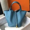 Hermes Picotin Lock 22 Bag Blue Jean