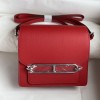 Hermes Mini Roulis 18cm Bag In Red Evercolor Leather PHW