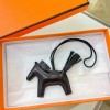 Hermes Rodeo Horse PM Bag Charm in Black Leather