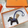 Hermes Rodeo Horse PM Bag Charm in Black / Blue Electric Leather