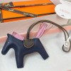 Hermes Rodeo Horse PM Bag Charm in Bleu Saphir / Mauve sylvestre Leather