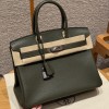 Hermes Replica Handbag Store 30 in Olive Green Togo Leather PHW