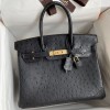 Hermes Replica Handbag Store 30 Retourne Handmade Bag In Black Ostrich Leather