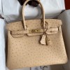 Hermes Replica Handbag Store 30 Retourne Handmade Bag In Chai Ostrich Leather