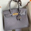 Hermes Replica Handbag Store 30 Retourne Handmade Bag In Gris Asphalt Ostrich Leather