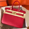 Hermes Replica Handbag Store 30 Retourne Handmade Bag In Red Ostrich Leather