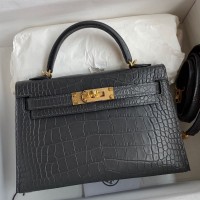 Replica Hermes Kelly Mini II 19cm Crocodile Bag