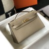 Hermes Mini Kelly Pochette 22cm Bag In Gray Epsom Leather