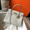 Hermes Kelly 32cm Bag in Clemence Leather Craie