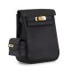 Black Replica Hermes Kelly Jump Backpack showcasing front buckle and leather texture