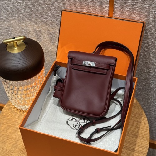 Replica Hermes Kelly Jump Backpack in Rouge Swift - Top high quality replica