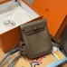 Etoupe Replica Hermes Kelly Jump Backpack front view showing iconic buckle closure