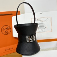 Replica Hermes Mini Medor Bag in Black - Front View