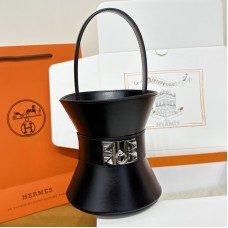 Replica Hermes Mini Medor Bag in Black - Front View