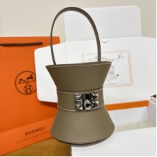 Replica Hermes Mini Medor Bag in Etoupe - Front View