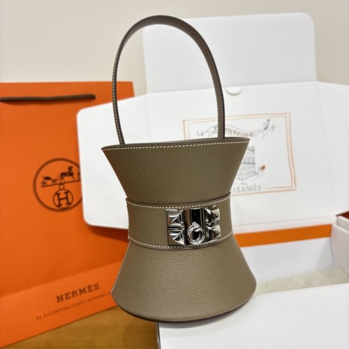Replica Hermes Mini Medor Bag in Etoupe - Front View