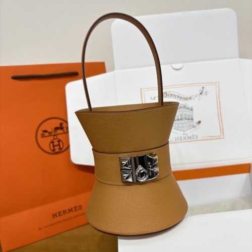 Replica Hermes Mini Medor Bag in Gold - Front View