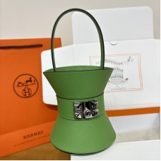 Replica Hermes Mini Medor Bag in Vert Yucca - Front View